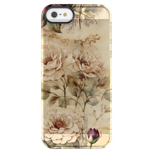 Vintage Parchment Love Letter with Flowers 7 Clear iPhone SE55s Case