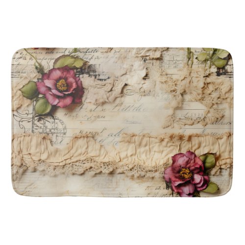 Vintage Parchment Love Letter with Flowers 8 Bath Mat