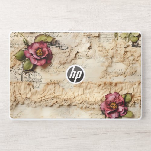 Vintage Parchment Love Letter with Flowers 8 HP Laptop Skin