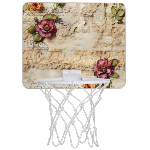 Vintage Parchment Love Letter with Flowers 8 Mini Basketball Hoop
