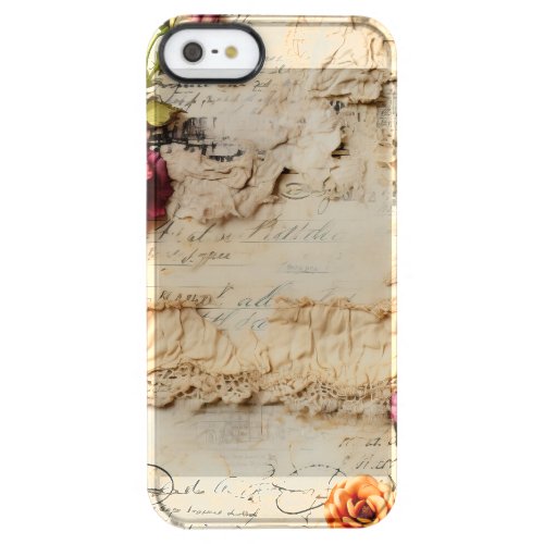 Vintage Parchment Love Letter with Flowers 8 Clear iPhone SE55s Case