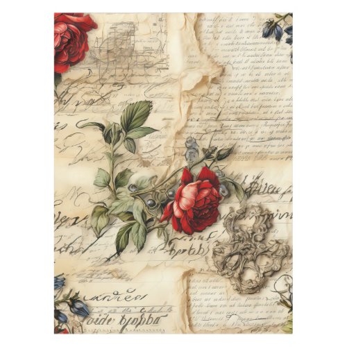 Vintage Parchment Love Letter with Flowers 9 Tablecloth