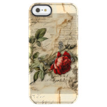 Vintage Parchment Love Letter with Flowers (9) Clear iPhone SE/5/5s Case