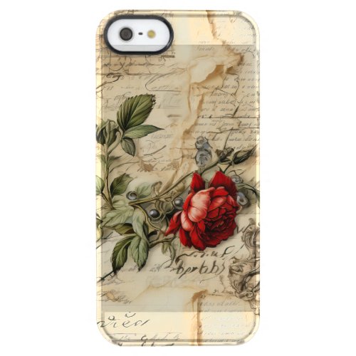 Vintage Parchment Love Letter with Flowers 9 Clear iPhone SE55s Case