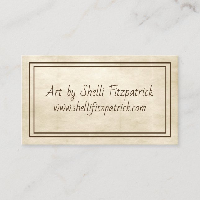 Vintage Parchment Minimal Double Frame Artist Business Card (Front)