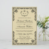 Vintage Parchment Ornate Budget Wedding Invitation (Standing Front)
