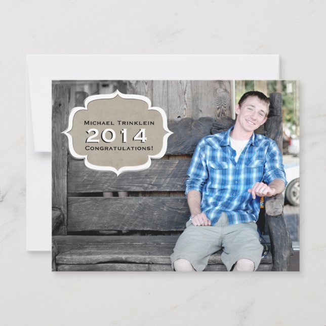Vintage Parchment Photo Graduation Announcement (Front)