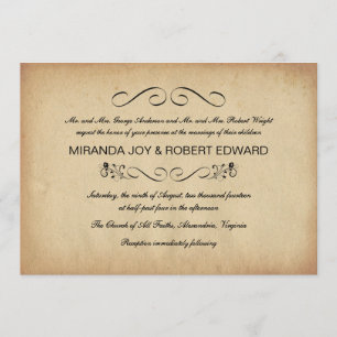 Vintage Parchment Rustic Wedding Invitations
