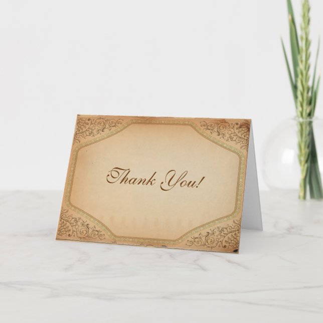 Vintage Parchment Scroll Thank You Card (Front)