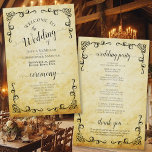 Vintage Parchment & Scrolls Budget Wedding Program<br><div class="desc">These wedding programs are elegant and tasteful, while still being budget friendly. The design features ornate black filigree scrolls in the corners on a vintage faux parchment background. The typography features lacy script calligraphy, and there is room for details on the ceremony, the bridal party, and a short thank you....</div>