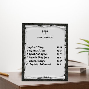 Vintage Parchment Small Business Price List Foam B Foam Board