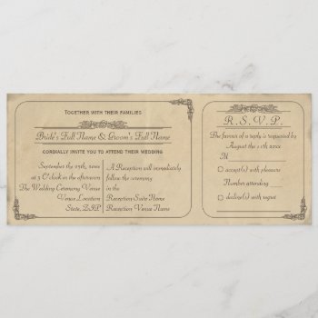 Vintage Parchment Ticket Wedding Invite And Rsvp by Truly_Uniquely at Zazzle
