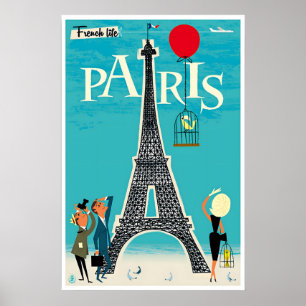 Vintage Paris Art France Travel Poster Retro