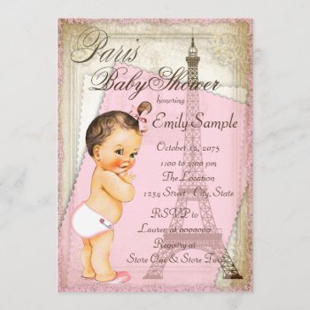 Vintage Paris Baby Girl Shower Invitation by The_Vintage_Boutique at Zazzle
