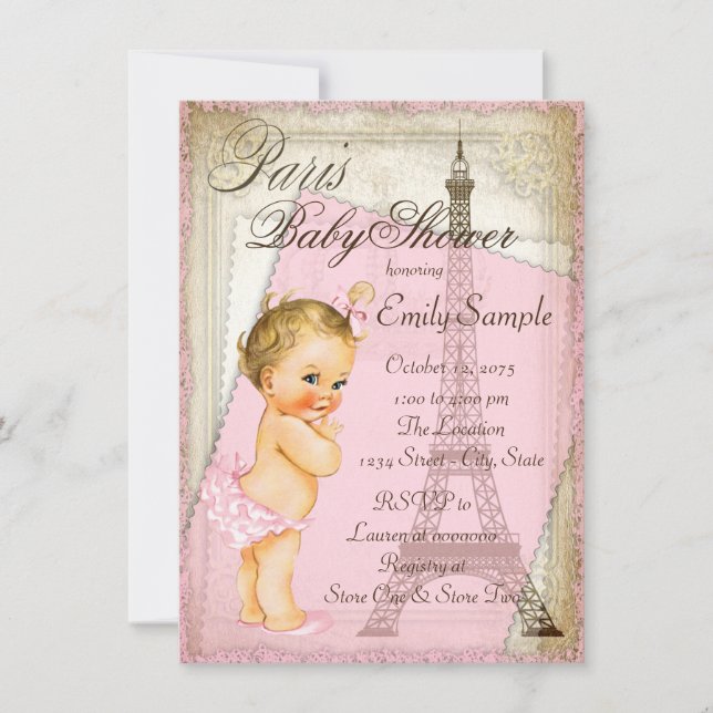 Vintage Paris Baby Shower Invitation (Front)