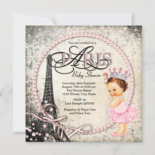 Vintage Paris Baby Shower Invitation
