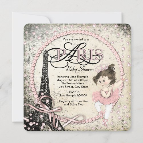 Vintage Paris Baby Shower Invitation