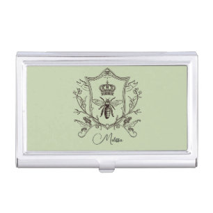 Vintage Paris Beekeeper French Crown Bee Queen Business Card Case