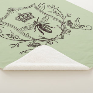 Vintage Paris Beekeeper French Crown Bee Queen Sherpa Blanket