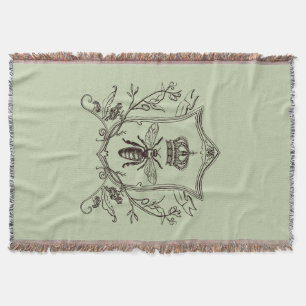 Vintage Paris Beekeeper French Crown Bee Queen Throw Blanket