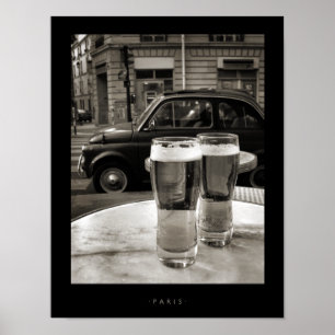 Vintage Paris Bistro Black and White Photography Poster