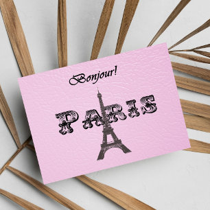 Vintage Paris Bonjour Eiffel Tower Postcard