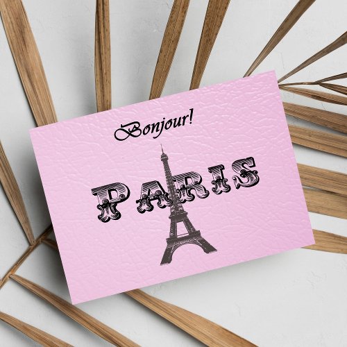 Vintage  Paris Bonjour Eiffel Tower Postcard