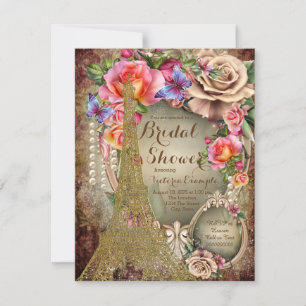 Vintage Paris Bridal Shower Invitation