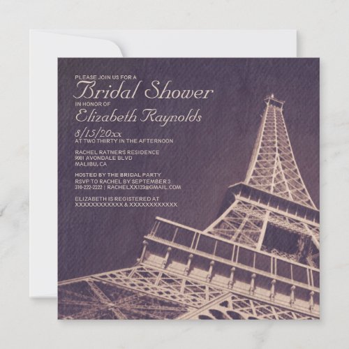 Vintage Paris Bridal Shower Invitations