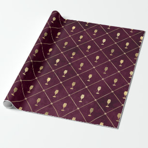 Vintage Paris Burgundy and Gold Grunge Wine Wrapping Paper