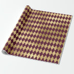 Vintage Paris Burgundy Red and Gold Diamond Wrapping Paper<br><div class="desc">Paris vintage grunge burgundy and gold diamonds pattern wrapping paper.</div>