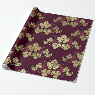 Vintage Paris Burgundy Red and Gold Wine themed Wrapping Paper