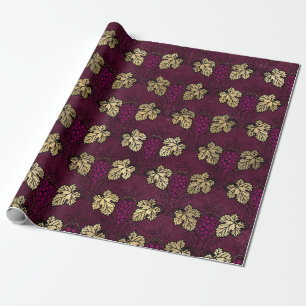 Vintage Paris Burgundy Red and Gold Wine themed Wrapping Paper