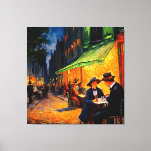 Vintage Paris Caf Scene Canvas Print