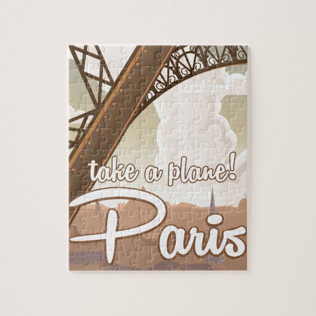 Vintage Paris Cartoon travel poster Jigsaw Puzzle (Vertical)