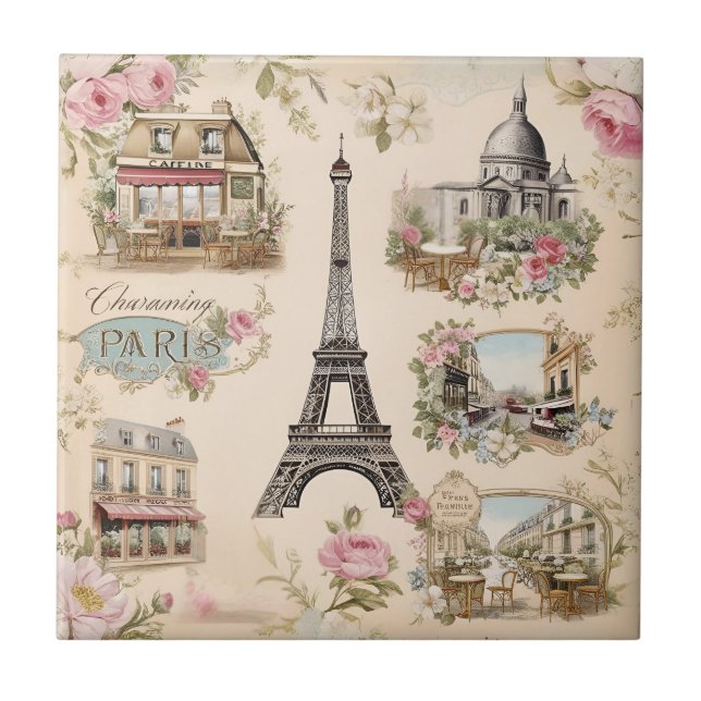 Vintage Paris Ceramic Tile (Front)