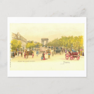 Vintage Paris Champs Elysees Postcard