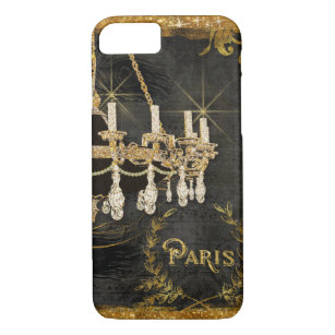 Vintage Paris Chandelier Gold Black Chalkboard Art iPhone 8/7 Case
