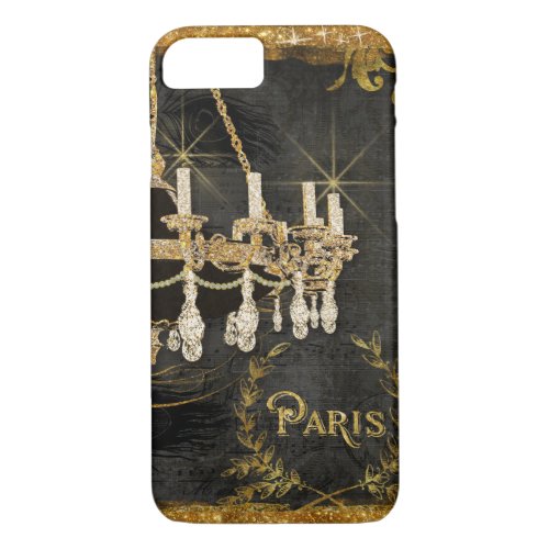 Vintage Paris Chandelier Gold Black Chalkboard Art iPhone 87 Case