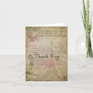 Vintage Paris Chic Wedding Fold Thank You Card