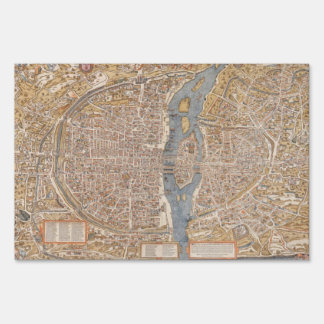 Vintage Paris city map, 1550 Sign