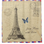 Vintage Paris City Map Old Air Mail Envelope Shower Curtain at Zazzle