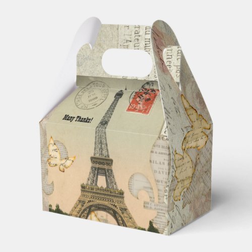 Vintage Paris Collage Eiffel Tower Personalized Favor Boxes