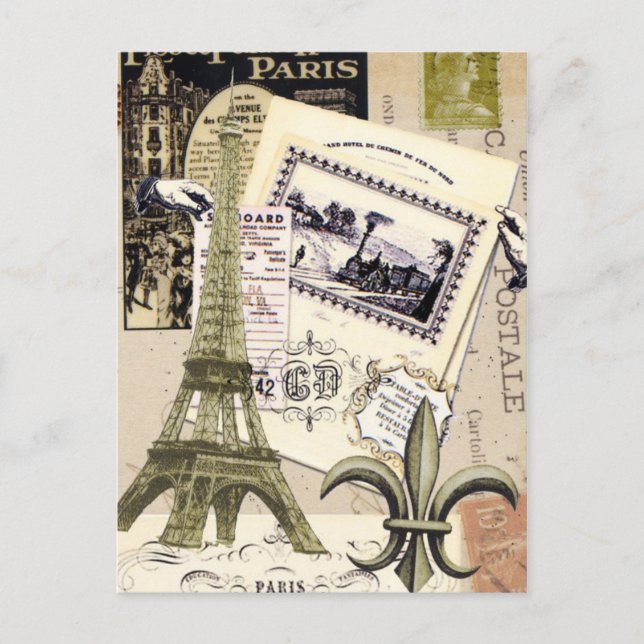 Vintage Paris Collage...postcard Postcard (Front)