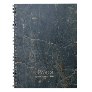 Vintage Paris Cracked Blue Leather Look French     Notebook