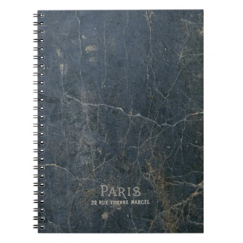 Vintage Paris Cracked Blue Leather Look French     Notebook