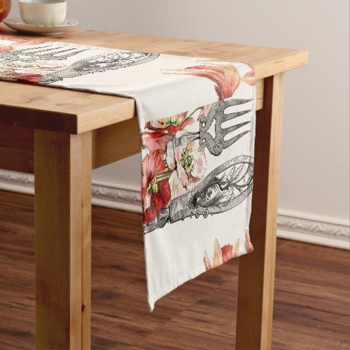 Vintage Paris cutlery poppy daffodil Short Table Runner