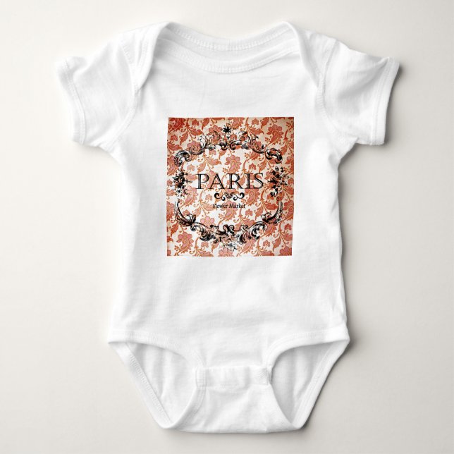 Vintage Paris Damask Baby Bodysuit (Front)
