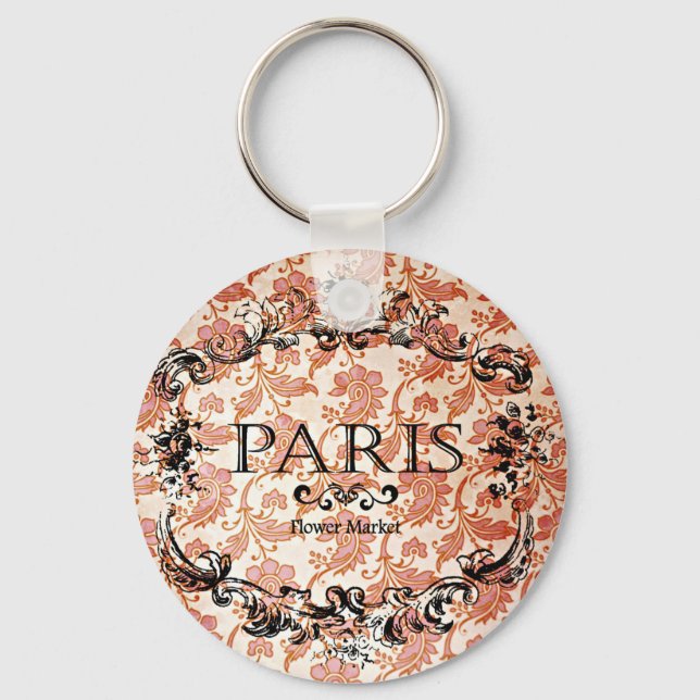 Vintage Paris Damask Keychain (Front)