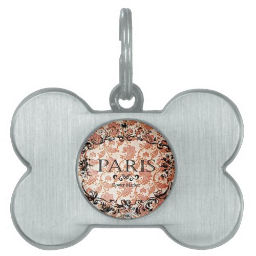 Vintage Paris Damask Pet Name Tag